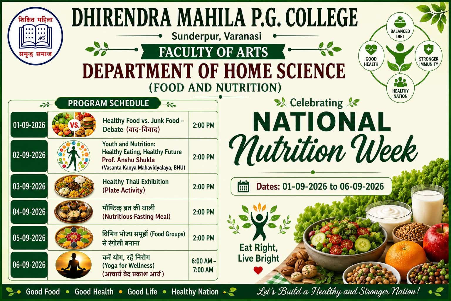 National Nutrition Week Celebration 2026 – “Eat Right, Live Bright”